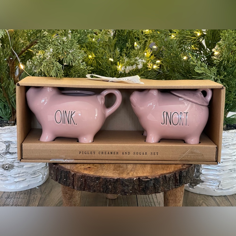 🐖 Brand NEW in Package Rae Dunn Piglet OINK and SNORT Pink Cream & Sugar Set 🐖